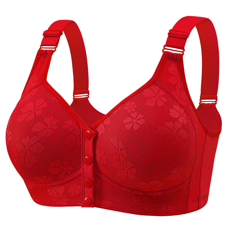 Adjustable shoulder straps front buckle breathable cotton non-wired bra