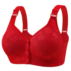 Adjustable shoulder straps front buckle breathable cotton non-wired bra