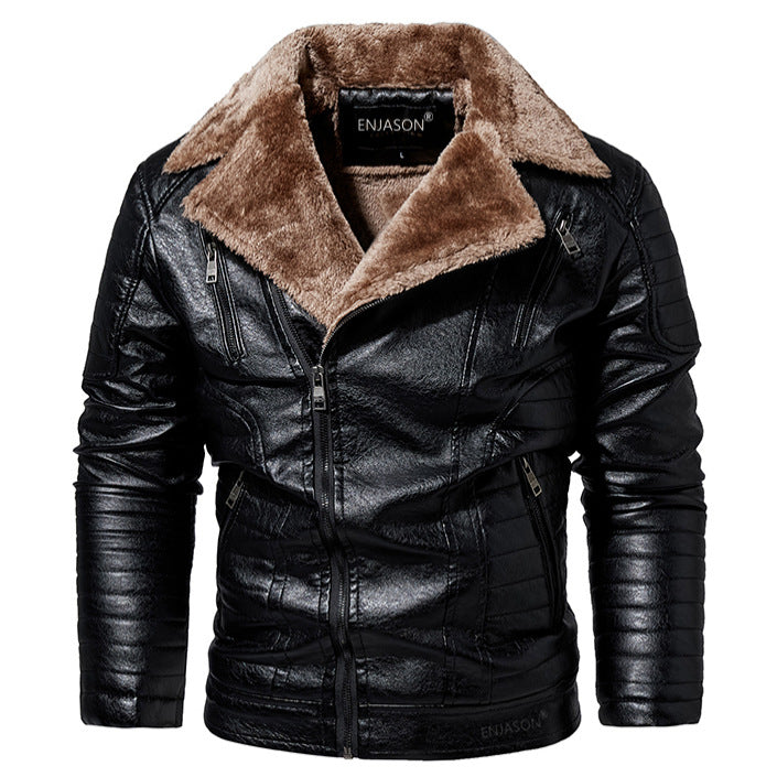 Men's Winter Fleece Leather Jacket