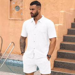 2024 Summer New Men's Jacquard Knitted Casual Sports Suit