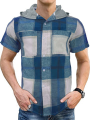 2024 New Men's Casual Hooded Plaid Shirt