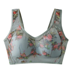 Seamless mesh lace thin wire-free bra