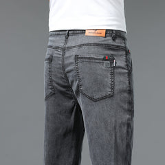 Men's 2024 Summer New Elastic High-end Loose Ice Silk Jeans
