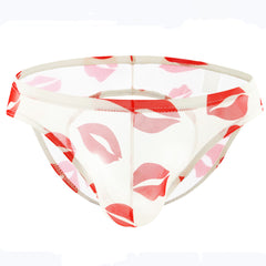 Men's Sexy Mesh Crotchless Print Briefs