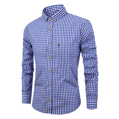 Breathable cotton long-sleeved plaid shirt