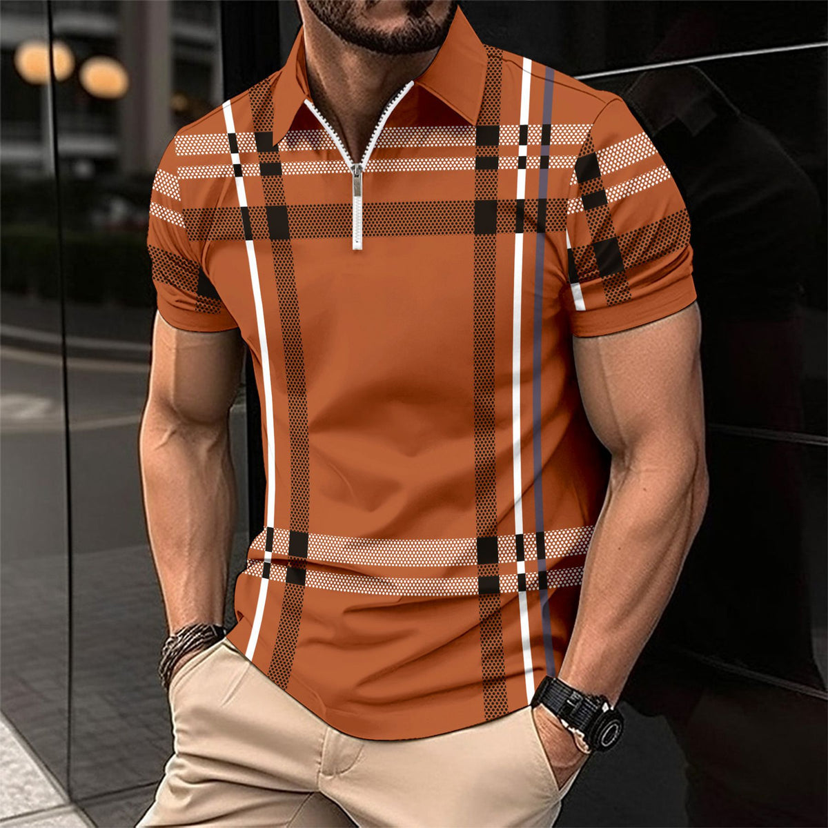 2024 Men's Printed Plaid Stripe POLO Shirt