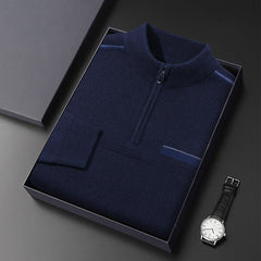 Men's Half Turtle Collar Zip Warm Knitted Wool Sweater