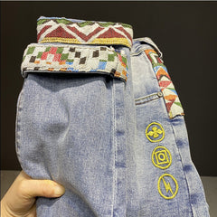 Ethnic style stretch trendy casual jeans