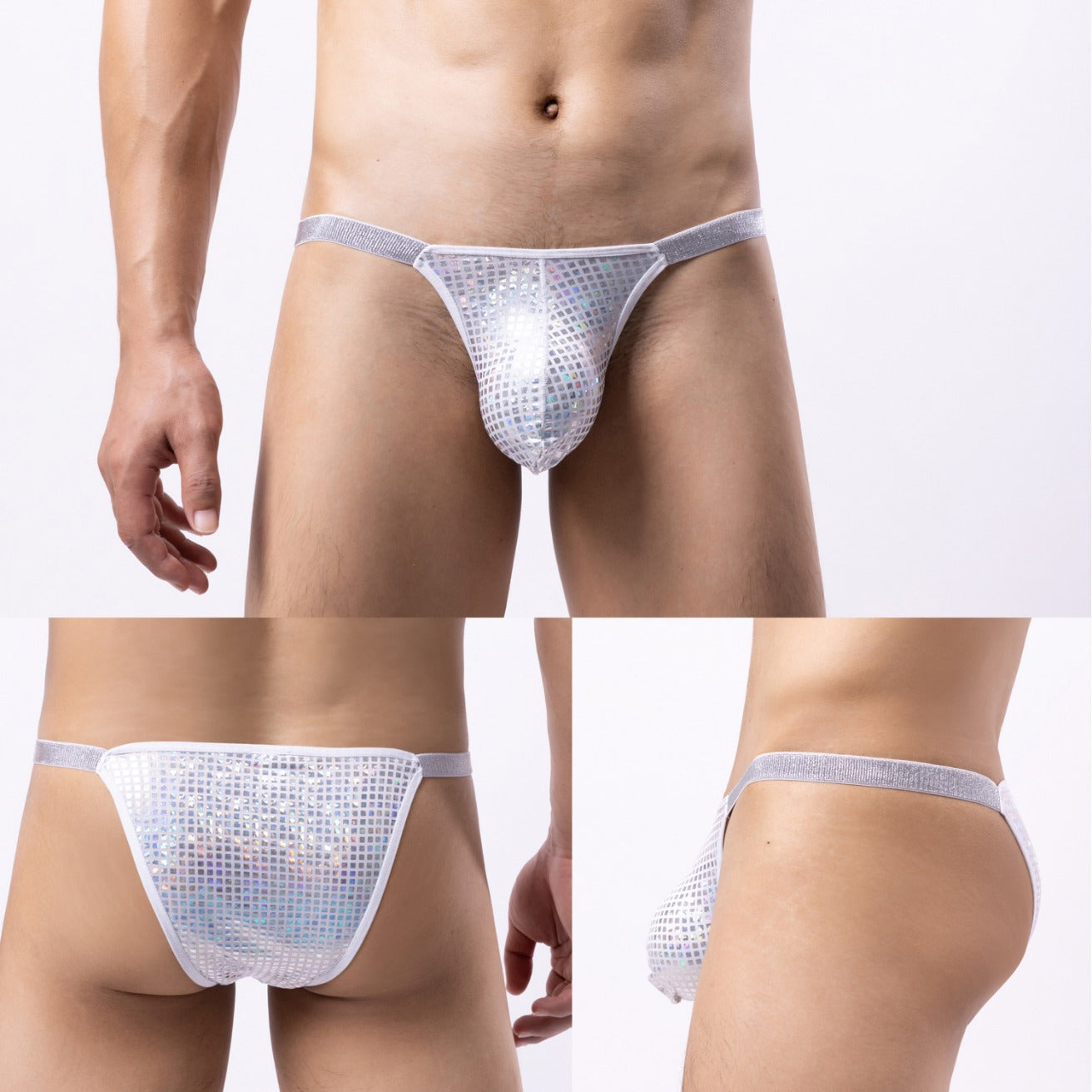 Sexy men's half-covered low waist briefs