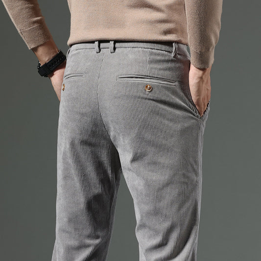 Men's Corduroy Slim Straight Striped Casual Pants
