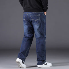2024 New Men's Large Size Loose Straight Stretch Jeans