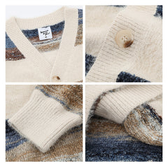 Rainbow Striped Gradient Knitted Cardigan
