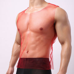 Men's mesh vest fully transparent sexy