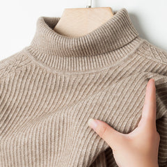 Men's Solid Color Turtleneck Warm Fashionable Knitted Sweater