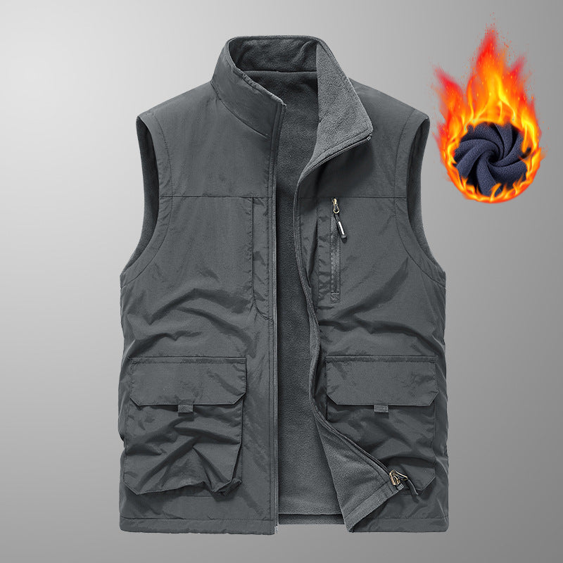 Men's High-end Double-sided Polar Fleece Waterproof Warm Vest
