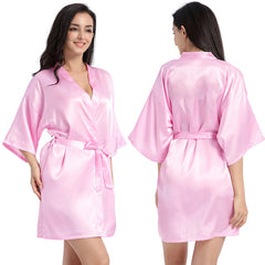 Ladies Satin Skin Friendly Cardigan Nightgown