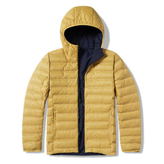 Men's and women's reversible outdoor warm and water-repellent lightweight down hooded jacket