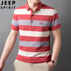 Cotton thin striped polo shirt