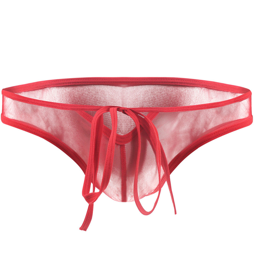 Men's Transparent Sexy Mesh Rope Briefs