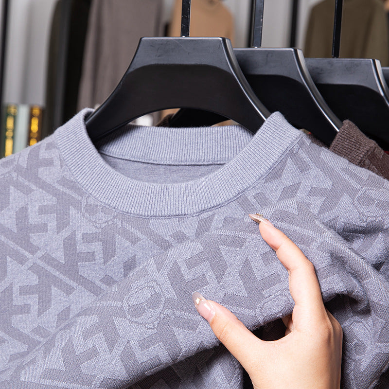 Fashion round neck knitted jacquard casual sweater
