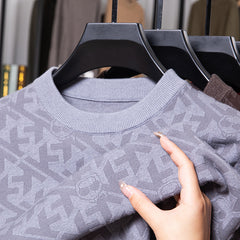 Fashion round neck knitted jacquard casual sweater