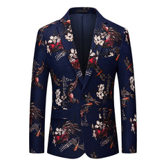 Men's Color Block Printed Casual Fashion Blazer