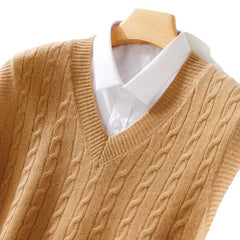100% wool men's v-neck pullover vest