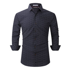 Men's Printed Long Sleeve Plaid Shirt