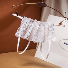 Crotchless, Sexy Low-waisted See-through Lace Skirt Thong