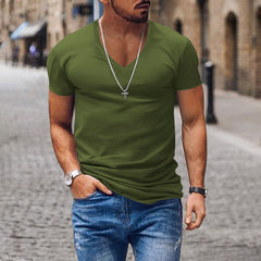 Men's V-neck Solid Color Slim Fit Bottoming Shirt