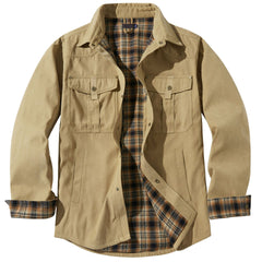 Men's Large Size Lapel Plaid Flannel Casual Jacket