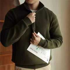 High collar solid color knitted sweater