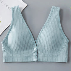 Thin wire-free front button breathable bra