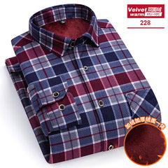 Men's Long-sleeved Double-sided Velvet Loose Casual Shirt