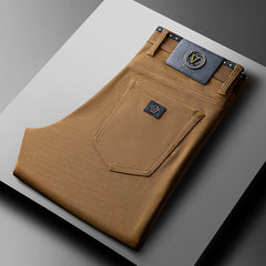 Business Casual Jacquard Comfort Straight Trousers