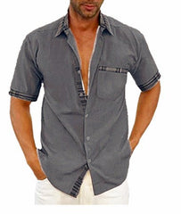 2023 Men's Summer Solid Color Plus Size Short-sleeved Shirt