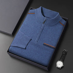 Men's Half Turtle Collar Zip Warm Knitted Wool Sweater