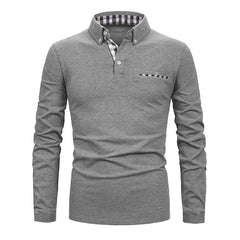 Men's Casual Plaid Stitching Fashion POLO Shirt