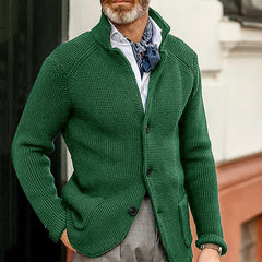 Men's slim fit stand collar knitted cardigan
