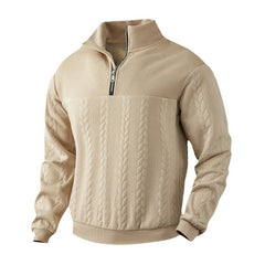 Retro Casual Stand Collar Zipper Jacquard Knitted Sweatshirt