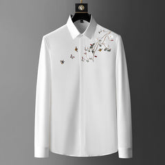 2023 New Fashion Pattern Embroidered Slim Fit Non-Iron Shirt