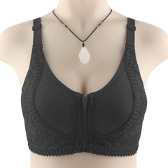 New style front zipper wire free lace plus size bra