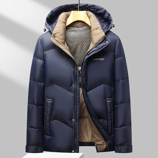 90 white duck down removable hooded down jacket