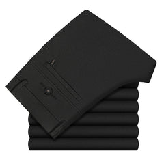 Men's Thickened High Waist Elastic Straight Warm Non-iron Casual Pants