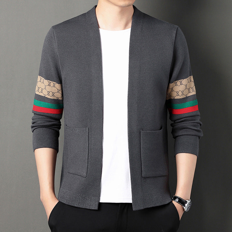 Men's Stylish Striped Business Cardigan