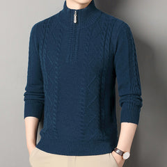Men's Thickened Zipper Turtleneck Sweater