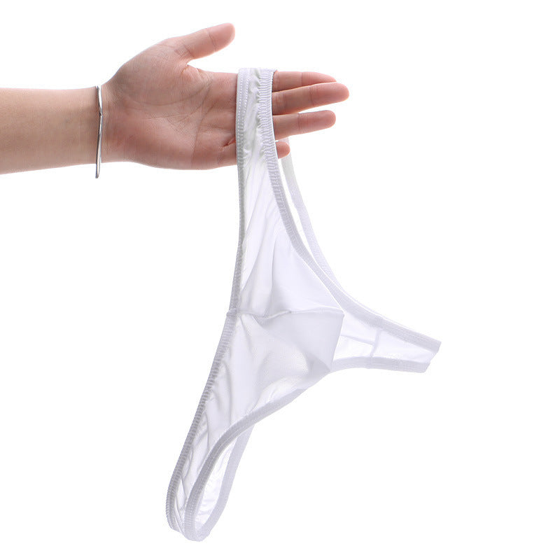 New Men's Ice Silk Transparent Low-Rise Breathable Sports Thong