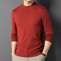 Men's half turtleneck solid color wool sweater