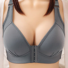 Front button gathered no steel ring breathable thin section bra