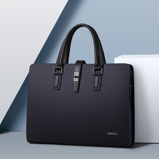 Men's business large capacity genuine leather bag
